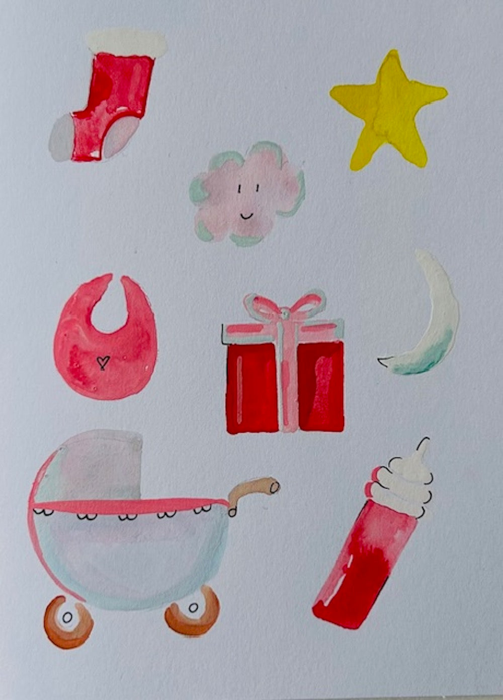 Watercolor baby greeting card by Blanero - handcrafted in Quebec, Canada