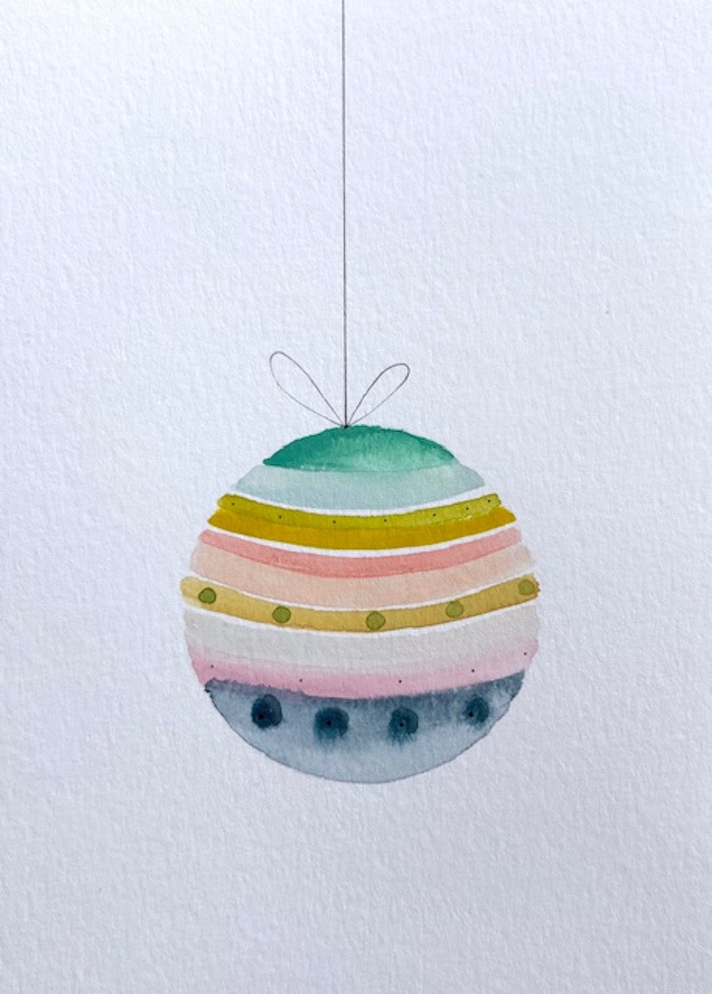 Watercolor bauble greeting card by Blanero - handcrafted in Quebec, Canada