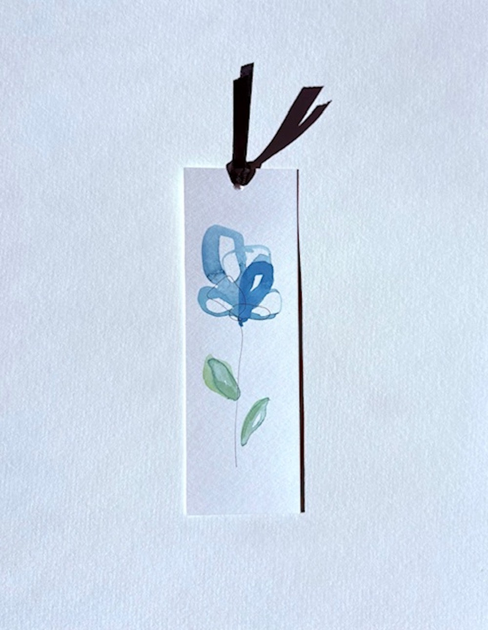 Watercolor blue flower bookmark by Blanero - handcrafted gift for book lovers, made in Quebec, Canada