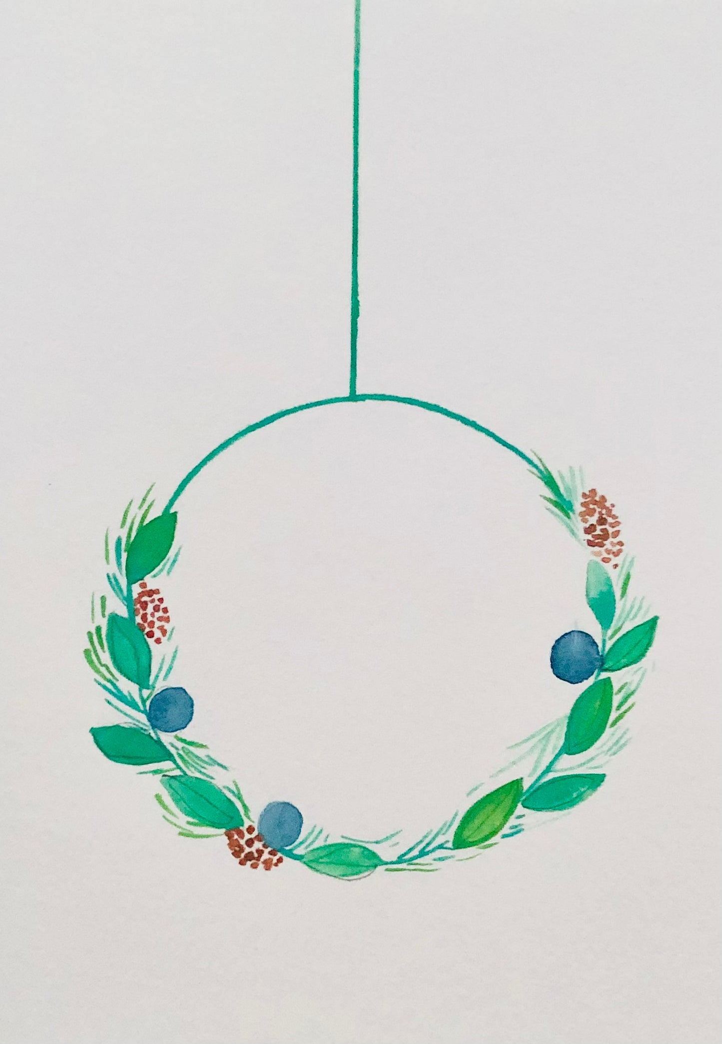 Watercolor wreath greeting card by Blanero - handcrafted in Quebec, Canada