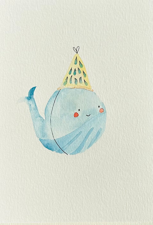 Watercolor whale greeting card by Blanero - handcrafted in Quebec, Canada