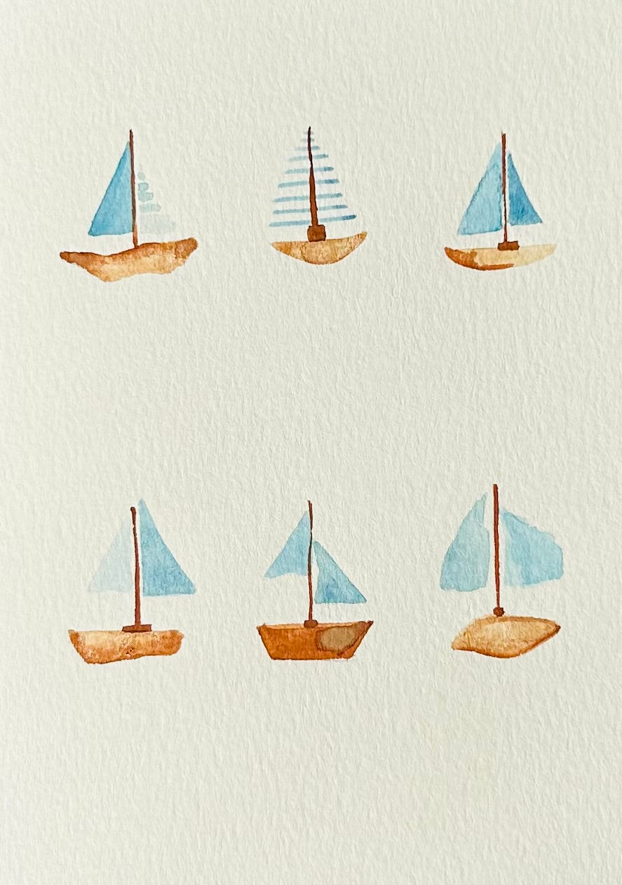 Watercolor boats greeting card by Blanero - handcrafted in Quebec, Canada
