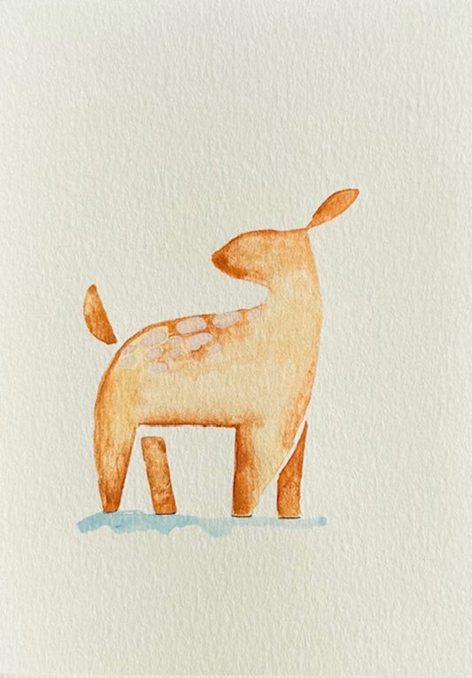 Watercolor deer greeting card by Blanero - handcrafted in Quebec, Canada