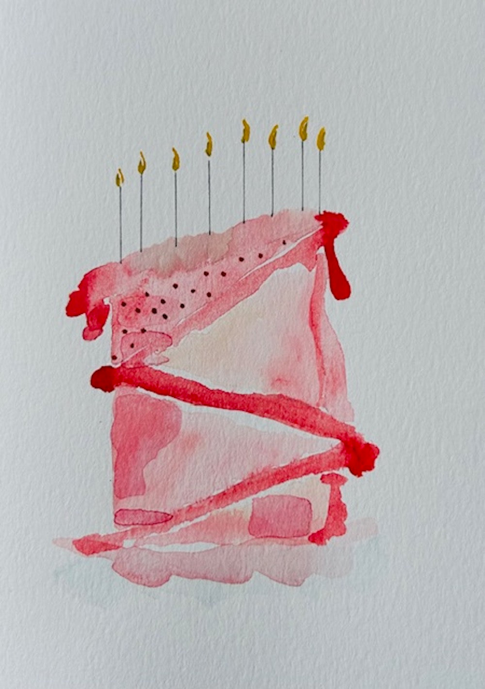 Watercolor birthday cake greeting card by Blanero - handcrafted in Quebec, Canada