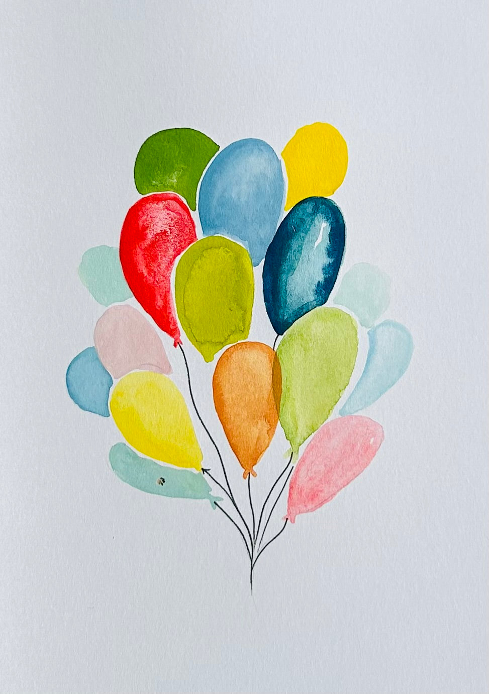 Watercolor balloons greeting card by Blanero - handcrafted in Quebec, Canada