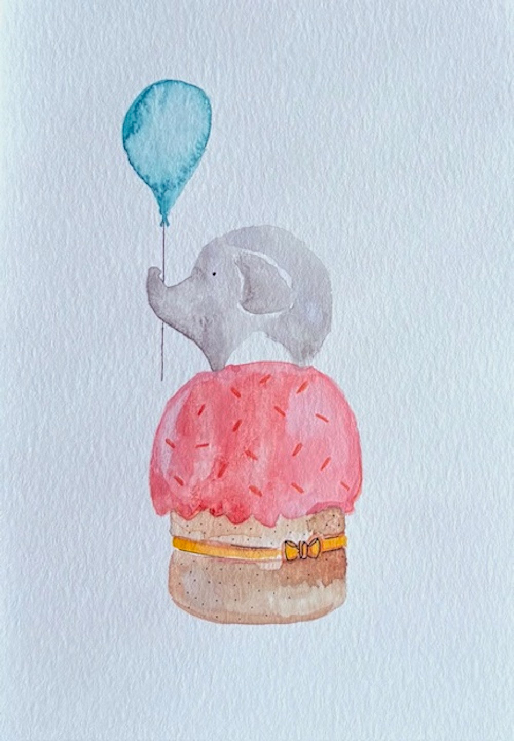 Watercolor birthday cake greeting card by Blanero - handcrafted in Quebec, Canada