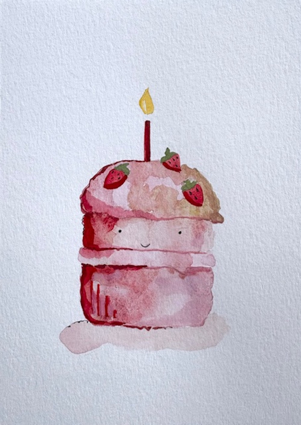 Watercolor birthday cake greeting card by Blanero - handcrafted in Quebec, Canada