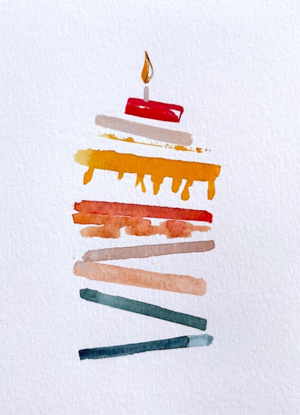 Watercolor birthday cake greeting card by Blanero - handcrafted in Quebec, Canada