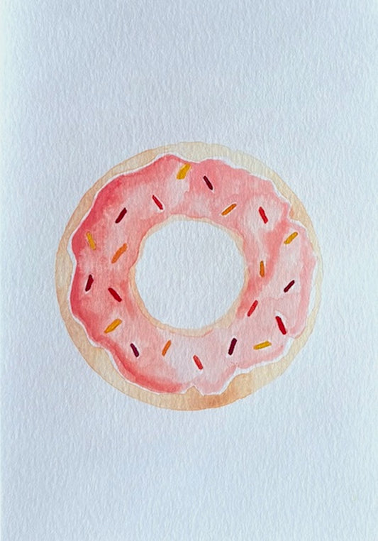 Watercolor donut greeting card by Blanero - handcrafted in Quebec, Canada