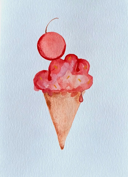 Watercolor ice cream greeting card by Blanero - handcrafted in Quebec, Canada