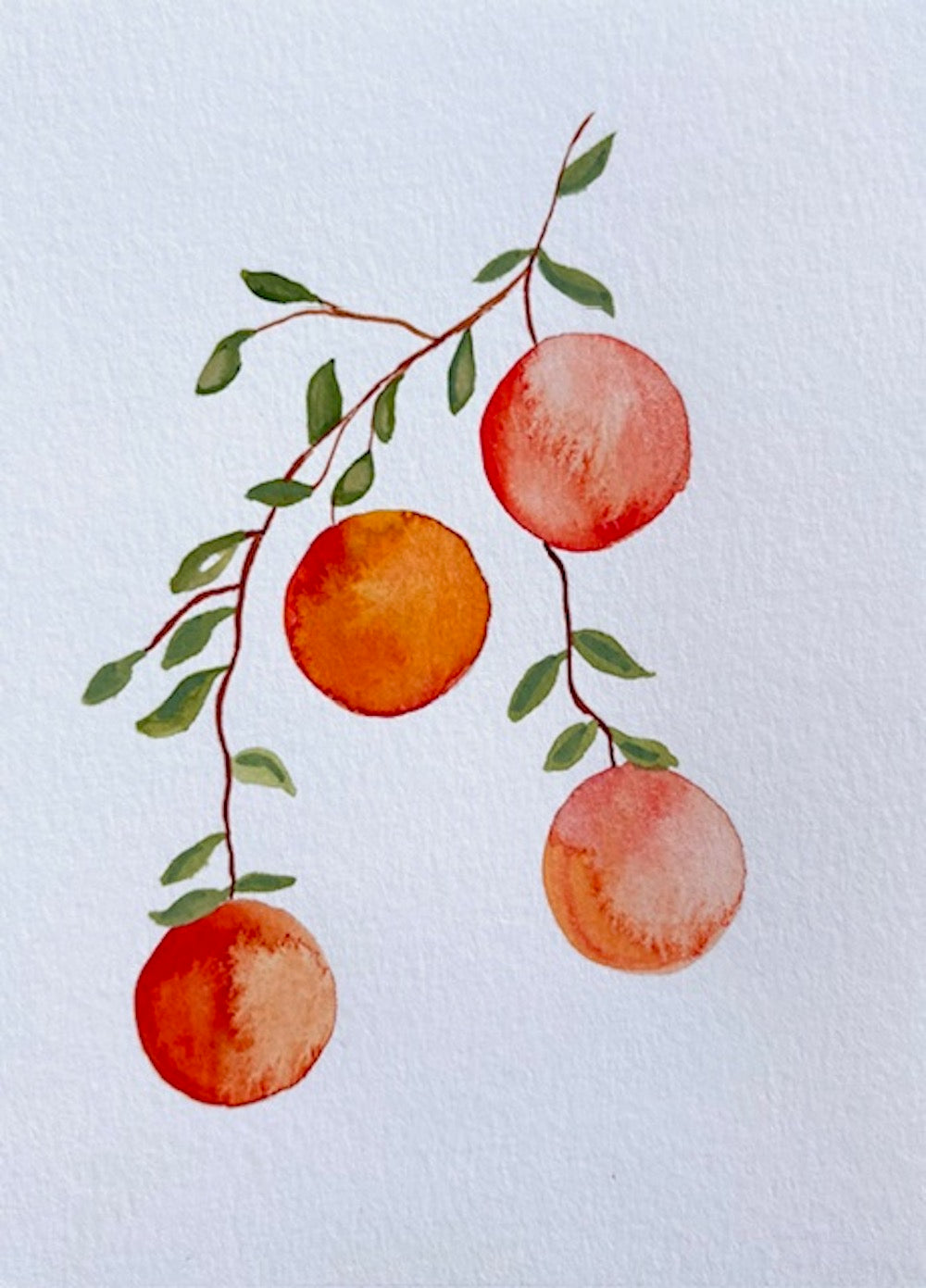 Watercolor oranges greeting card by Blanero - handcrafted in Quebec, Canada